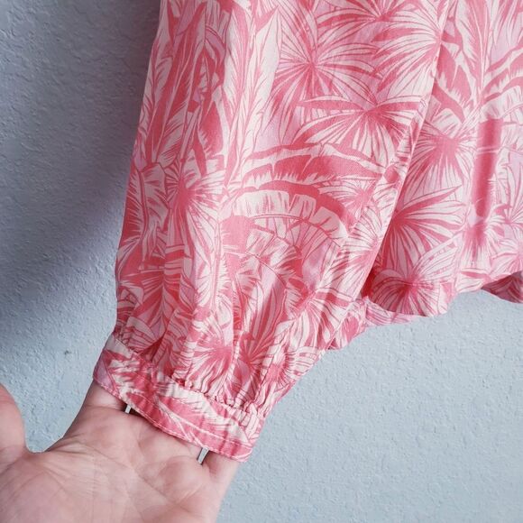 OVERLOVER Cameron Top In Palms Coral Rose - Picture 3 of 6